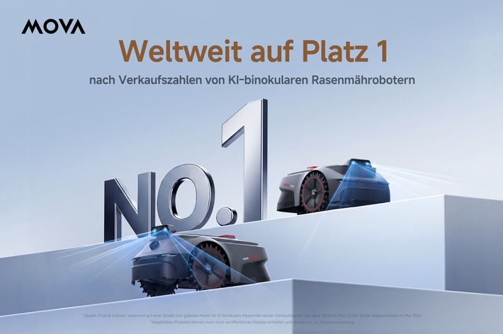 MOVA von Frost & Sullivan nach Absatzvolumen bei Mährobotern mit KI-Dual-Vision weltweit als Nr. 1 ausgezeichnet / Weiterer Text über ots und www.presseportal.de/nr/182374 / Die Verwendung dieses Bildes für redaktionelle Zwecke ist unter Beachtung aller mitgeteilten Nutzungsbedingungen zulässig und dann auch honorarfrei. Veröffentlichung ausschließlich mit Bildrechte-Hinweis.