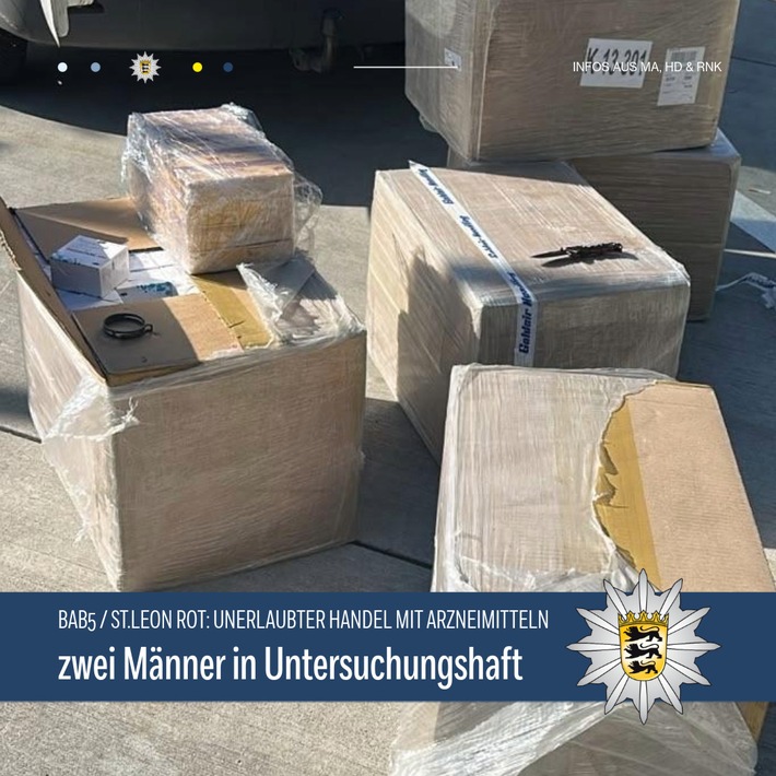 POL-MA: Zwei Männer im Alter von 23 und 28 Jahren nach Verstoß gegen das Arzneimittelgesetz in Untersuchungshaft