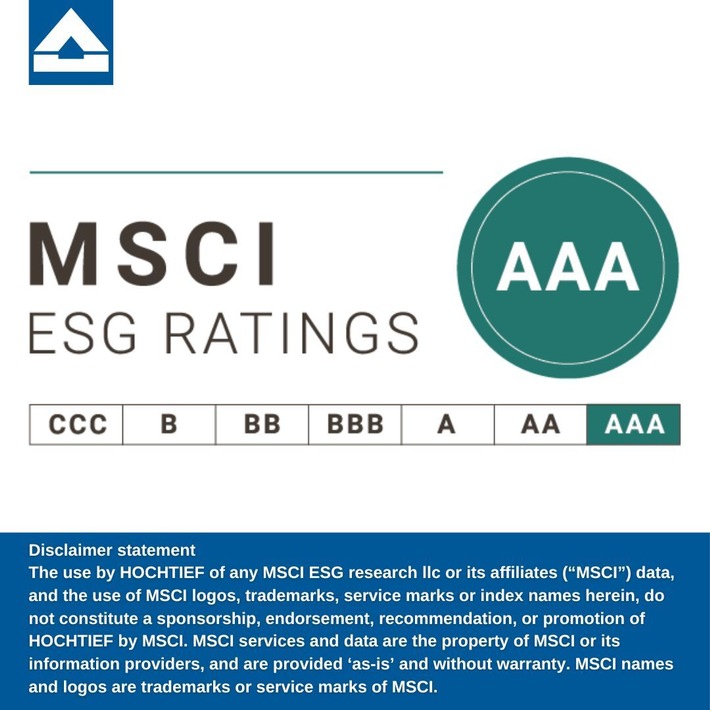 HOCHTIEF mit "AAA" im MSCI-ESG-Rating ausgezeichnet