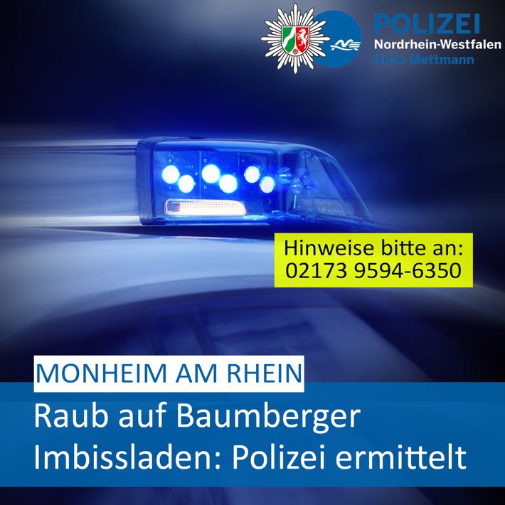 POL-ME: Raub auf Imbiss: Polizei ermittelt - Monheim am Rhein - 2410018