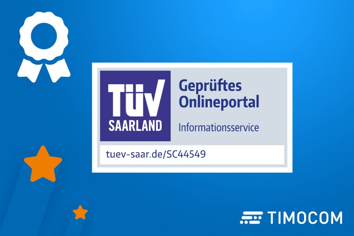 TIMOCOM erhält TÜV-Zertifizierung „Geprüftes Onlineportal“