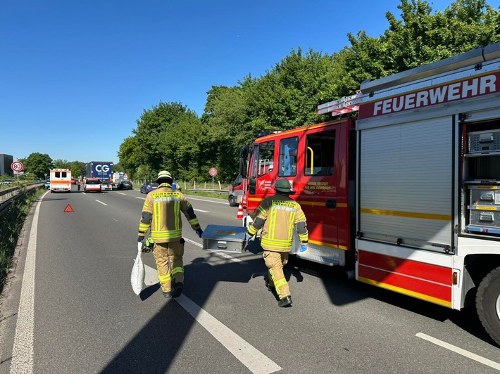 FW Weinheim: Verkehrsunfall sorgt auf der B38 in Weinheim für Stau am Montag vormittag