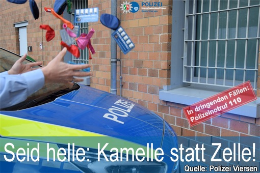 POL-VIE: Kreis Viersen: Seid helle: Kamelle statt Zelle!: Die Polizei macht ihre Einsatztaktik für die tollen Tage deutlich