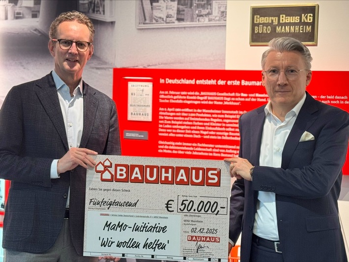 BAUHAUS unterstützt die Mannheimer Initiative „Wir wollen helfen e.V.“