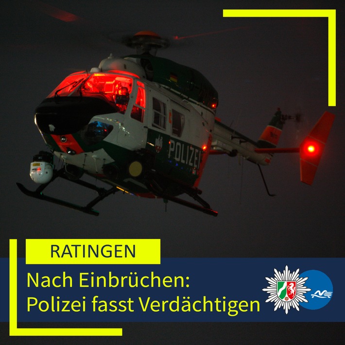 POL-ME: Hubschrauber im Einsatz nach Einbruchserie in Hösel: Polizei fasst einen Verdächtigen - 2511053