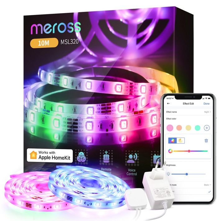 Smarter LED-Streifen von Meross mit 10 Meter Länge jetzt für unter 30 Euro frei Haus / Sprachsteuerung des LED-Stripes via Apple Homekit, Amazon Alexa & Google Home möglich