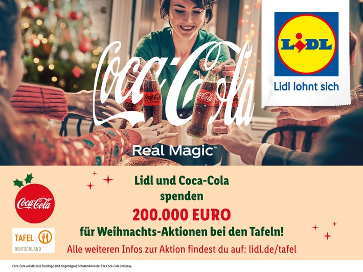 Lidl und Coca-Cola spenden 200.000 Euro für Weihnachtsaktionen der Tafeln