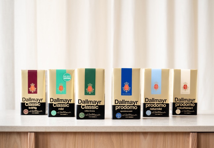 Dallmayr prodomo und Classic in neuem Design / Dallmayr frischt seinen Klassiker prodomo und die Filterkaffee-Linie Classic auf