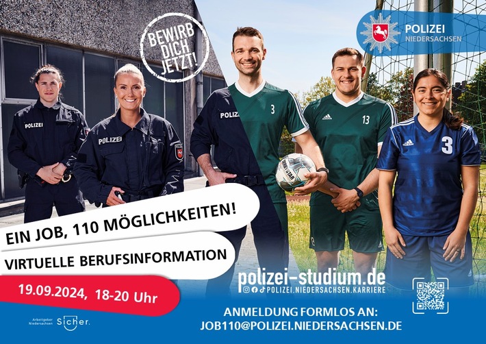 POL-OS: Virtuelle Berufsinformation der Polizei Niedersachsen am 19. September 2024 von 18:00 bis 20:00 Uhr