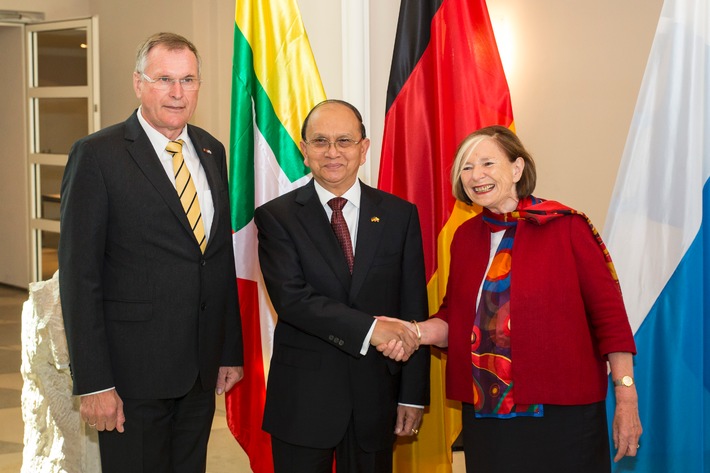 Vorsitzende Ursula Männle empfängt Myanmars Präsident Thein Sein /
Demokratisierungsprozess und wirtschaftliche Entwicklung im Blickpunkt