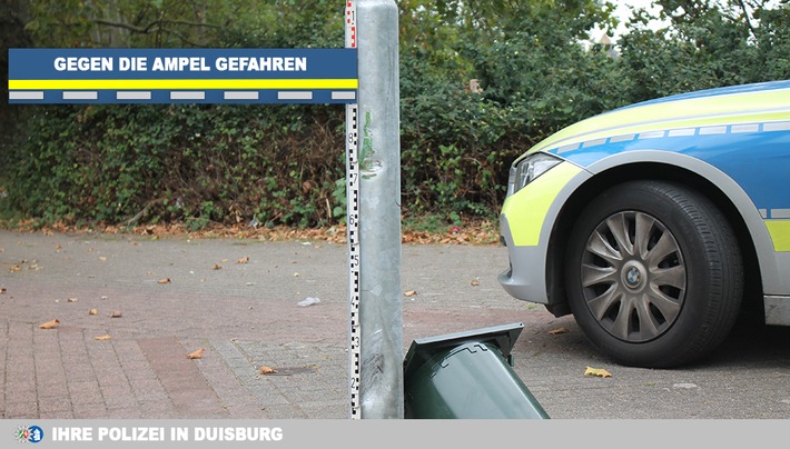 POL-DU: Bruckhausen: Grüner Lkw stößt gegen Ampel - Polizei sucht Fahrer