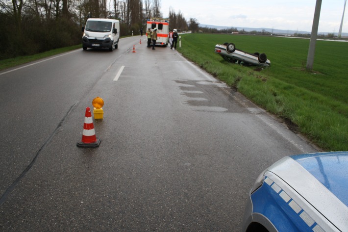 POL-PDLU: Frankenthal/Lambsheim: Fahrzeug nach Unfall überschlagen
