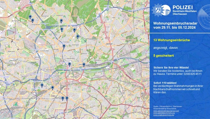 POL-OB: Wohnungseinbruchsradar in Oberhausen