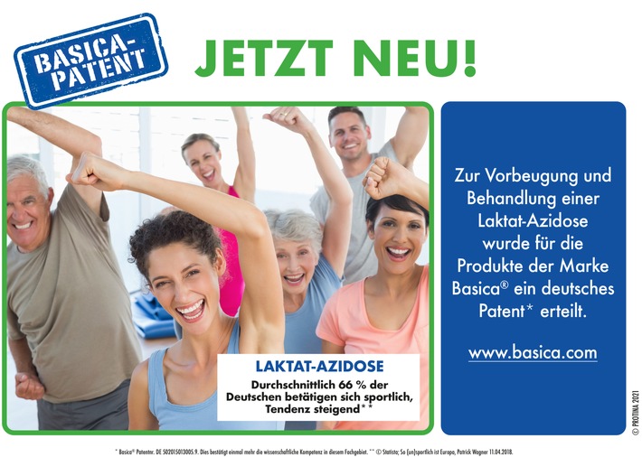Basica® hat das Patent gegen Laktat-Azidose / Basisch zum Sport, mit starken Muskeln nach Hause