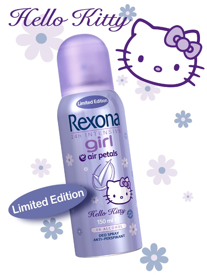 Mit Hello Kitty den ganzen Tag gut duften - Rexona girl macht es möglich!