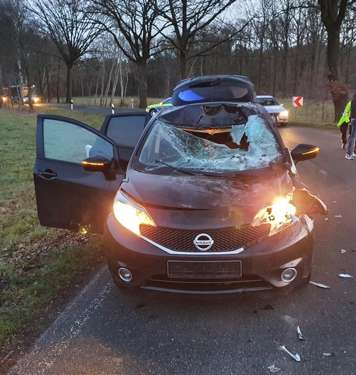 POL-H: Entlaufenes Pferd kollidiert mit Pkw: Autofahrerin verletzt, Tier verstirbt am Unfallort