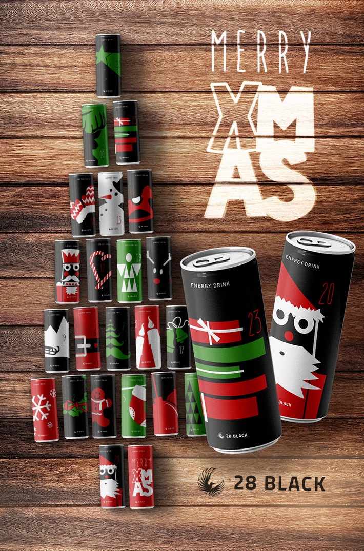 24 Tage bis Weihnachten / Warten aufs Christkind mit Adventskalender von Energy Drink 28 BLACK (FOTO)