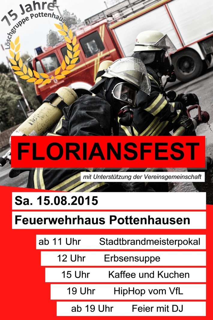 FW Lage: 75 Jahre Löschgruppe Pottenhausen - Einladung zum Floriansfest!
