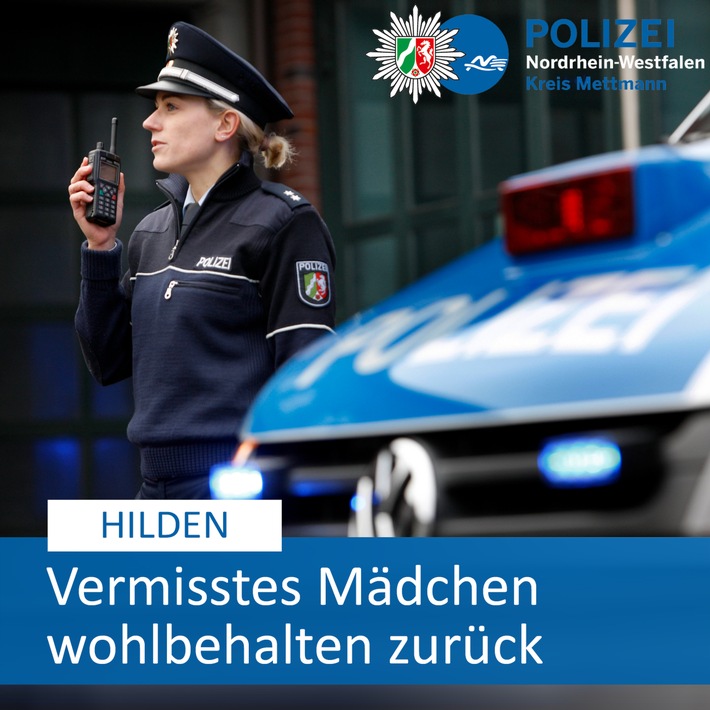 POL-ME: Vermisste 11-Jährige wohlbehalten zurückgekehrt - 2505122