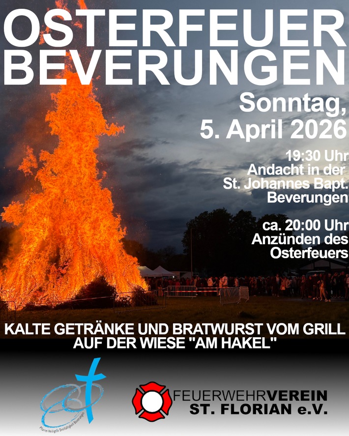 FW Beverungen: Osterfeuer 2026 in Beverungen / Traditionelles Brauchtum am Ostersonntag