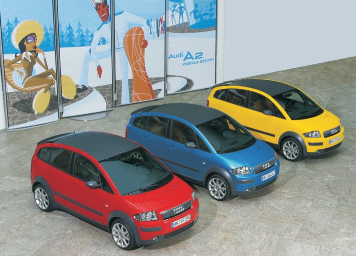 Lifestyle-Offensive mit dem Audi A2 colour.storm: Der Kompakte sorgt mit frechen Farben für frischen Wind