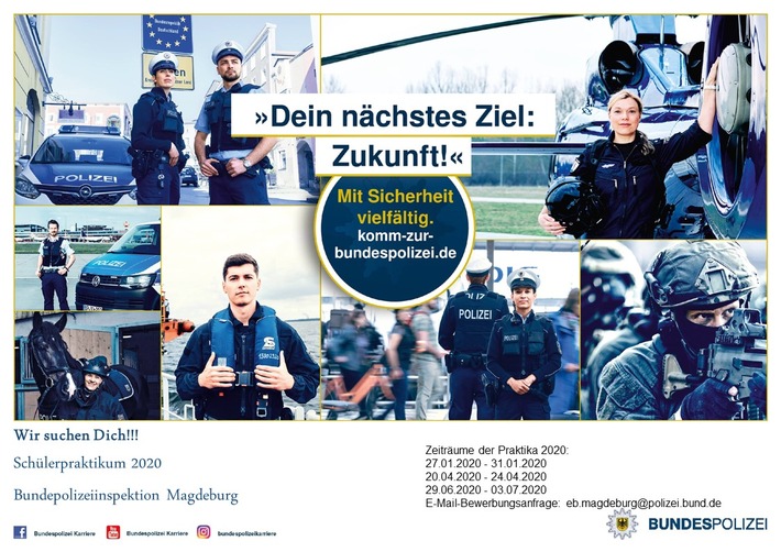 BPOLI MD: Schülerpraktika bei der Bundespolizei in Sachsen-Anhalt - Termine 2020