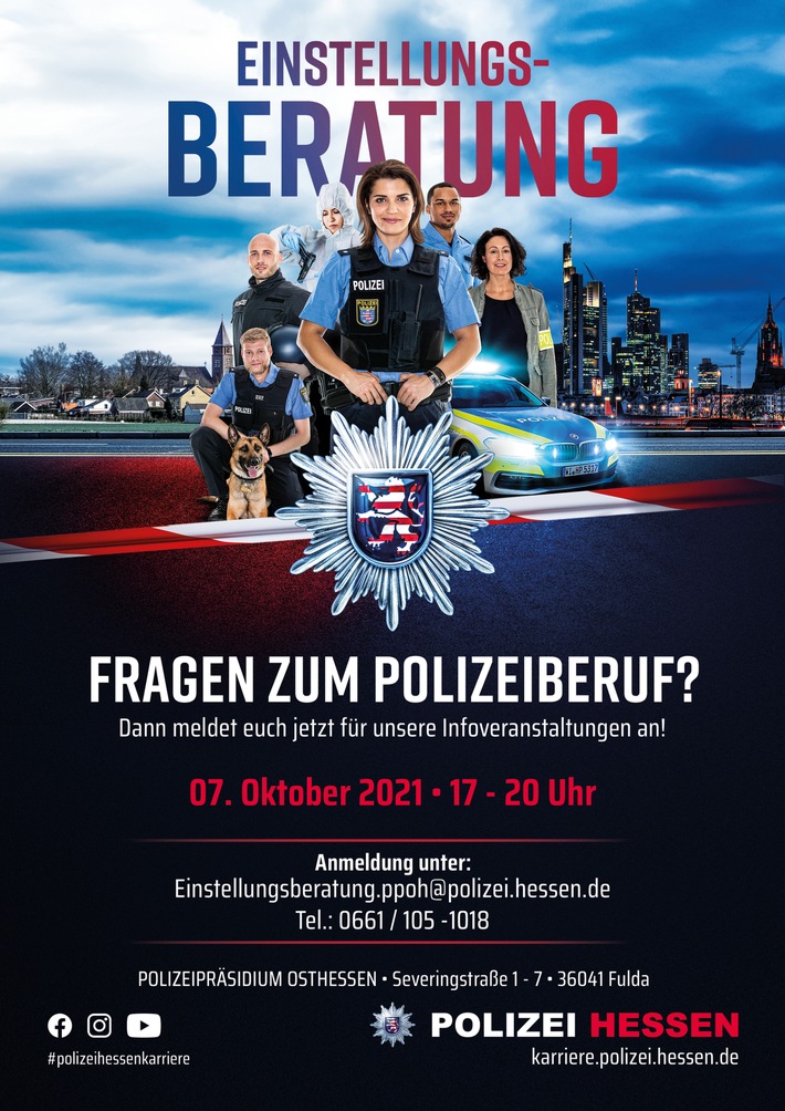 POL-OH: Vom Berufswunsch zum Karrierestart: Der Polizei auf der Spur - Infoveranstaltung am 07. Oktober im Polizeipräsidium Osthessen