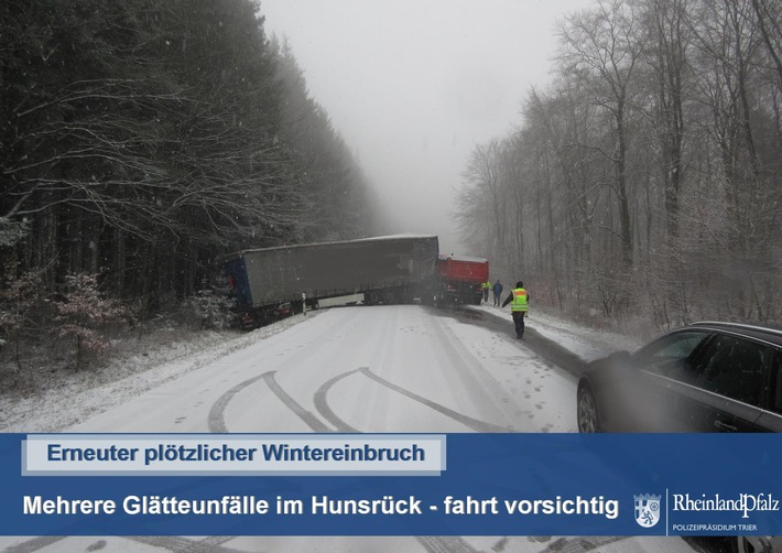 POL-PPTR: Verkehrsunfälle nach erneutem Wintereinbruch