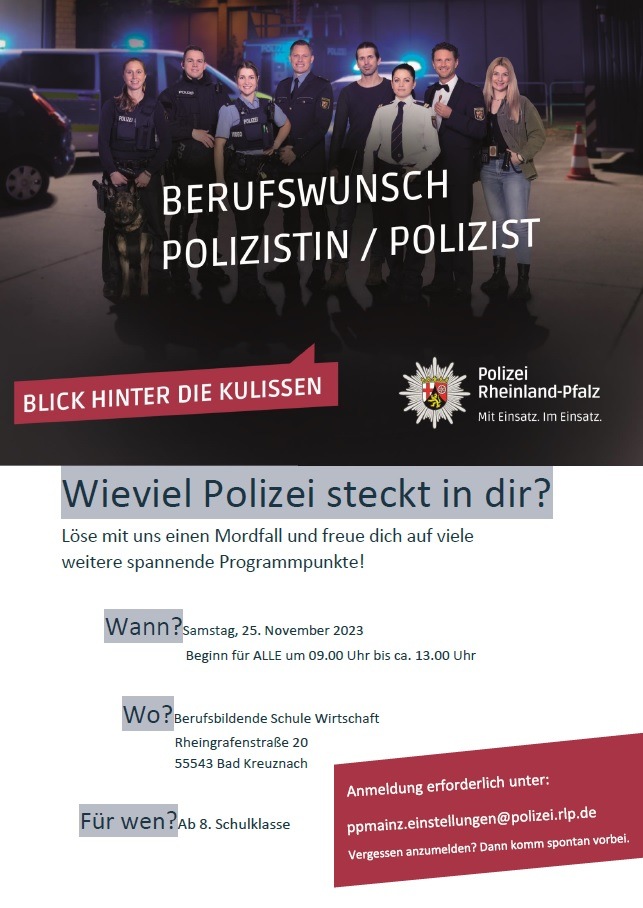 POL-PPMZ: Bad Kreuznach; Berufsinformationstag - Wieviel Polizei steckt in dir?
