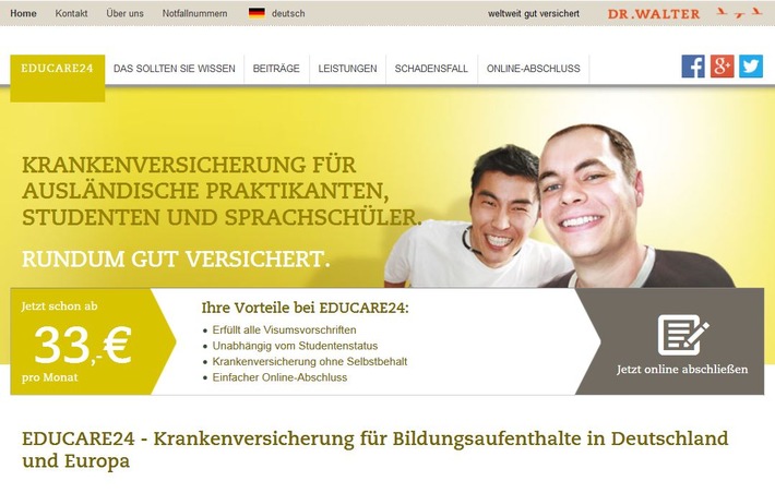 Neue Produktvariante bei EDUCARE24 -  Krankenversicherung für Bildungsaufenthalte