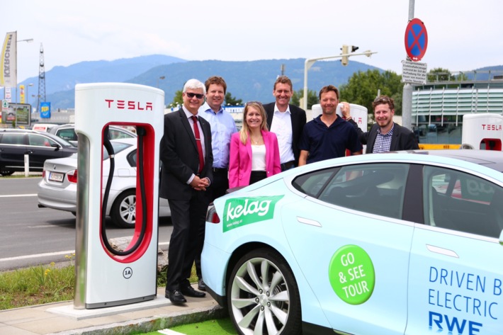 Erfolgreiche Generalprobe für Go & See Tour 2015 / RWE-Tesla fährt von Essen ins österreichische Villach / Ziel ist Einweihung einer Supercharger-Station von Tesla Europe und Energieversorger Kelag