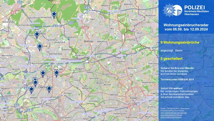 POL-OB: Wohnungseinbruchsradar in Oberhausen