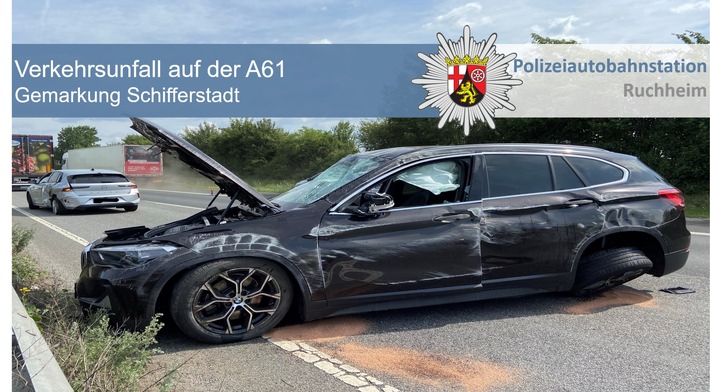 POL-PDNW: Polizeiautobahnstation Ruchheim - Eine schwer- und eine leichtverletzte Person nach Verkehrsunfall auf der A 61