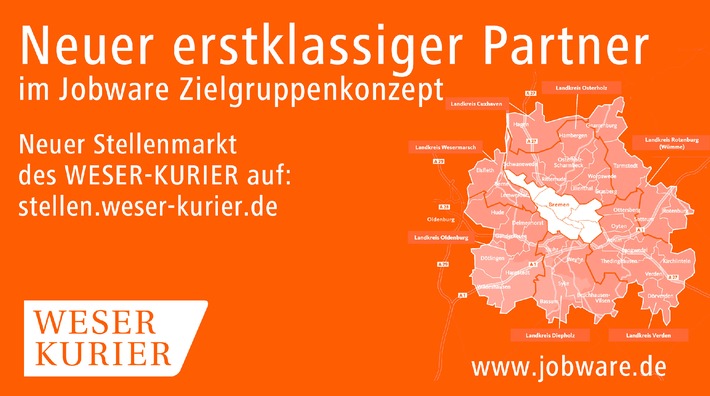 Jobware im Bremer Land / Jobbörse Jobware und WESER-KURIER kooperieren im Stellenmarkt