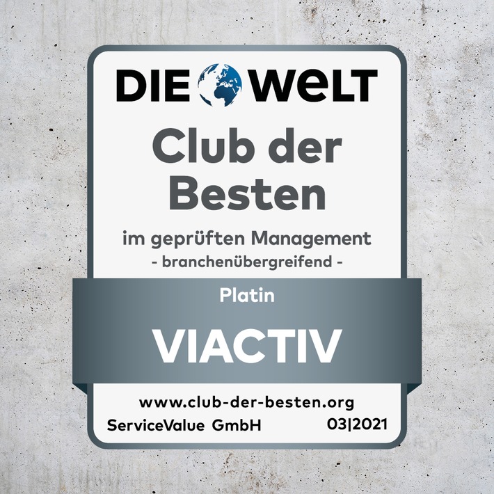 Starkes Management, starker Kundenservice / Viactiv besteht strenges Qualitätsaudit und wird in den Club der Besten aufgenommen