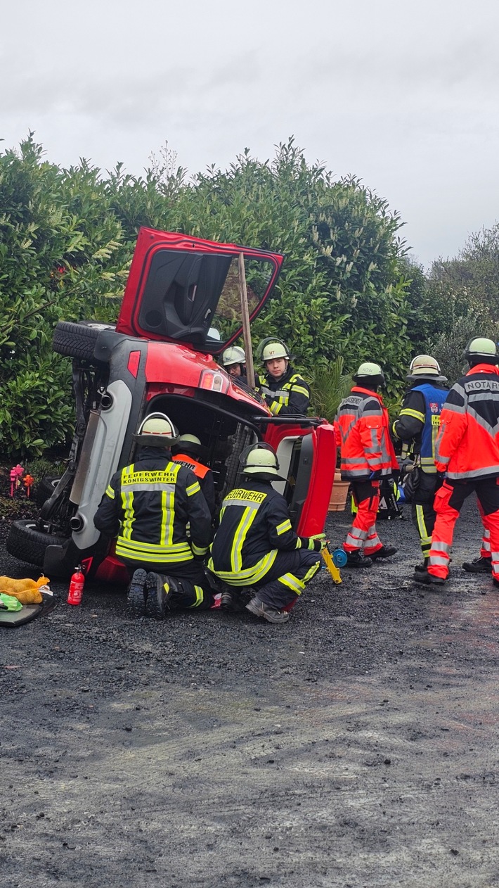 FW Königswinter: Feuerwehr befreit eingeschlossene Autofahrerin auf Parkplatz