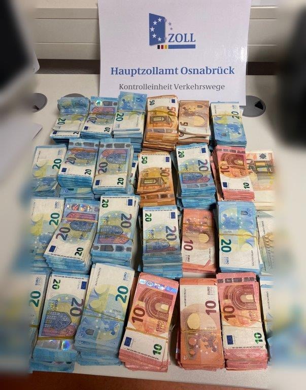 HZA-OS: Osnabrücker Zoll stellt 181.670 Euro sicher; Bargeldschmuggel aufgedeckt