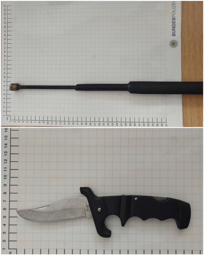 BPOL NRW: Oberhausen Hauptbahnhof: Bundespolizei stellt Messer und Teleskopschlagstock sicher