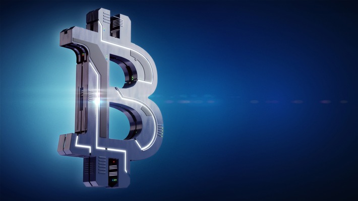 Hi-tech Bitcoin symbol on abstract background. 3D illustration. Modern money concept. Stock photography, licensed by Depositphotos under the royalty-free standard license. Original image can be found here: https://de.depositphotos.com/120145996/stock-photo-hi-tech-bitcoin-symbol-on.html / Free to use in editorial news publications of up to 500K distribution. Only use related to the original event / Weiterer Text über ots und www.presseportal.de/nr/132737 