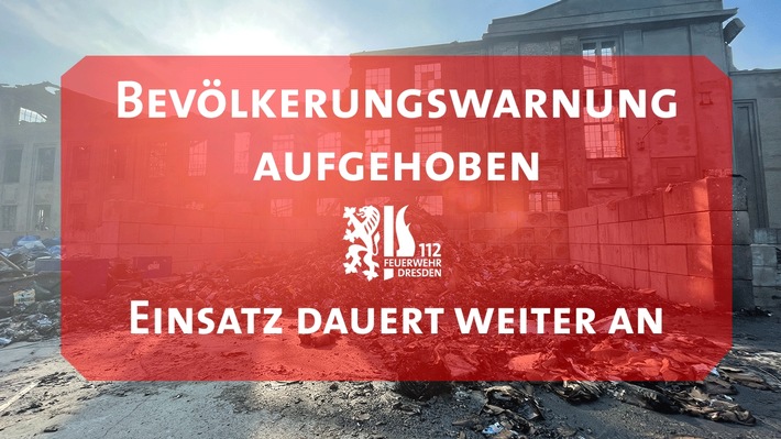 FW Dresden: Update zum Großbrand im Industriegelände