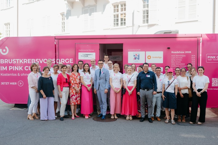 PINK CUBE heute in Liestal: Brustkrebsfrüherkennung im Fokus – erste positive Bilanz des Mammografie-Screening-Programms in Baselland