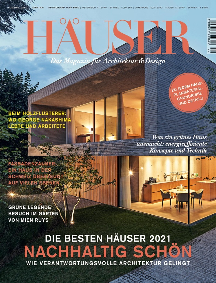 HÄUSER-AWARD 2021: Auszeichnung für die besten nachhaltigen Einfamilienhäuser: Siegerobjekte stehen in der Schweiz, in München, im Münsterland und im Taunus