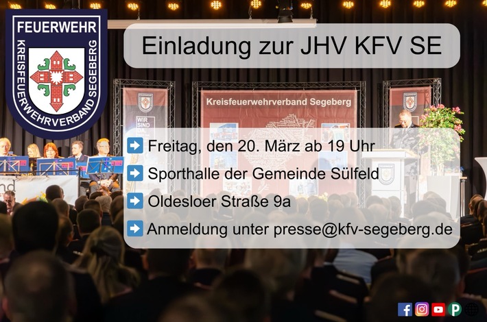 FW-SE: Einladung zur Jahreshauptversammlung des Kreisfeuerwehrverband Segeberg