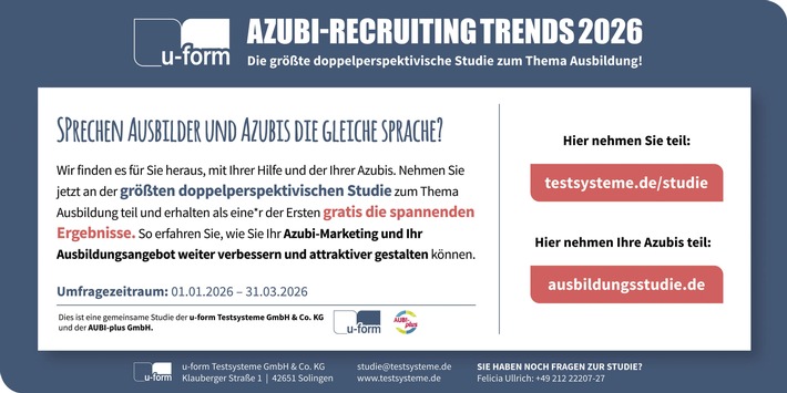 Impulse für die Zukunft der dualen Ausbildung / Azubi-Recruiting Trends: Deutschlands größte doppelperspektivische Studie zur dualen Ausbildung startet