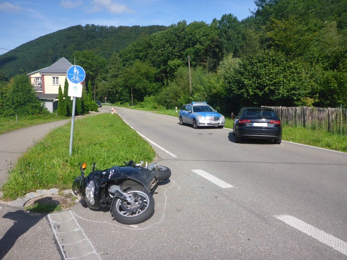 POL-FR: Badenweiler - Pkw auf der L 131 mit Motorrad kollidiert