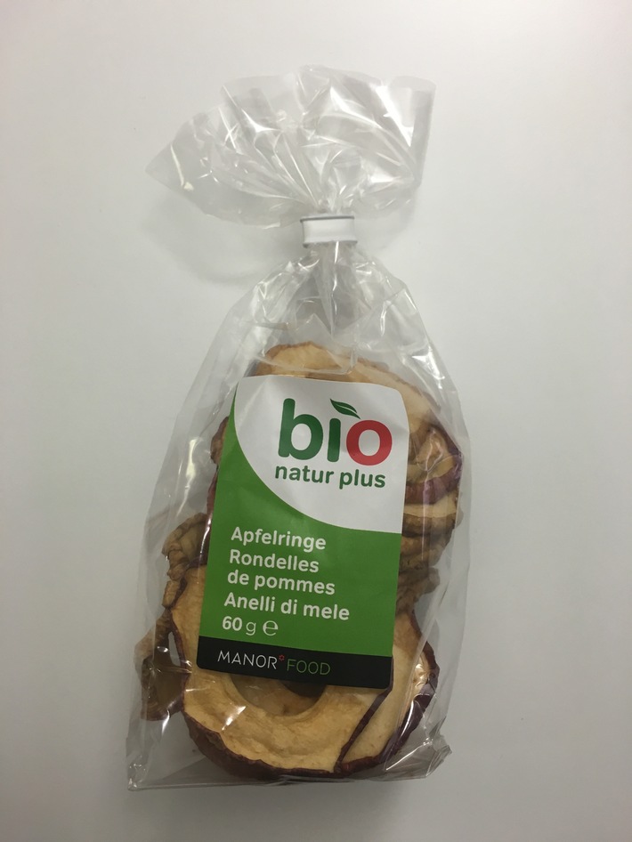 Manor ruft Apfelringe BIO BNP 60g zurück