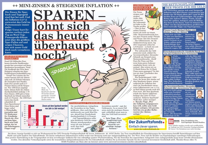 &quot;Der Zukunftsfonds&quot; wirbt bei BILD, WELT und t-online.de