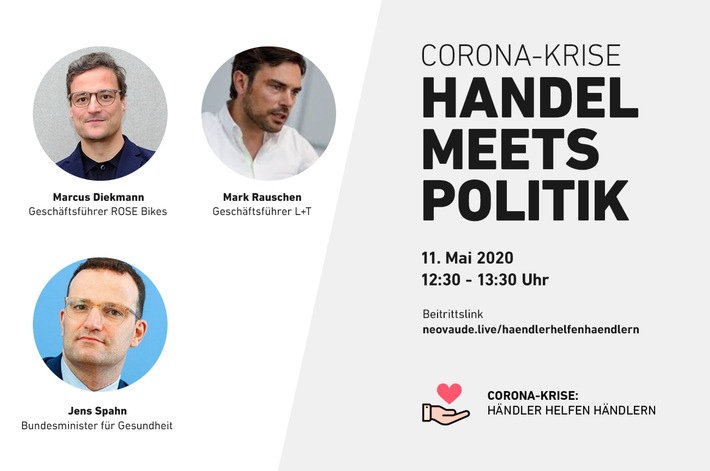 &quot;Händler helfen Händlern&quot; und Jens Spahn: Pro-Bono-Initiative im Digital-Talk mit dem Gesundheitsminister am 11. Mai um 12.30 Uhr