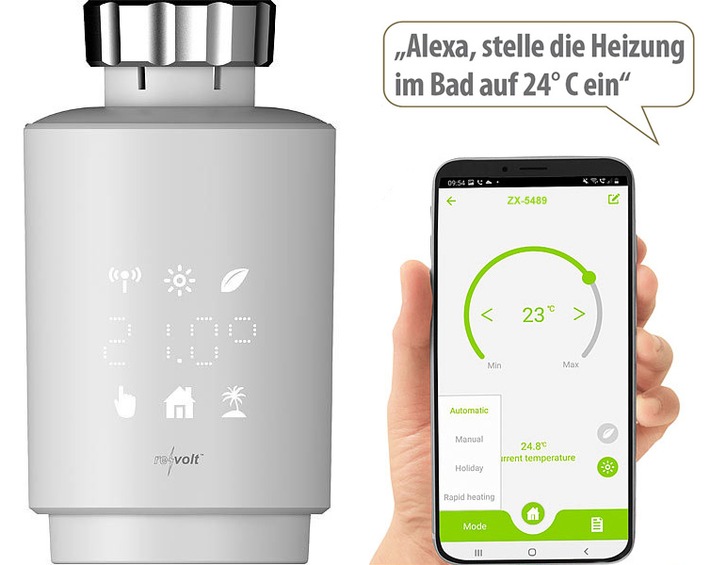 Heizkörper smart und energieeffizient regeln: revolt Programmierbares WLAN-Heizkörperthermostat mit App und Sprachsteuerung