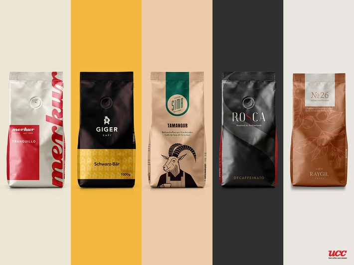 Rebranding bei UCC: Fünf Schweizer Kaffeeklassiker neu inszeniert